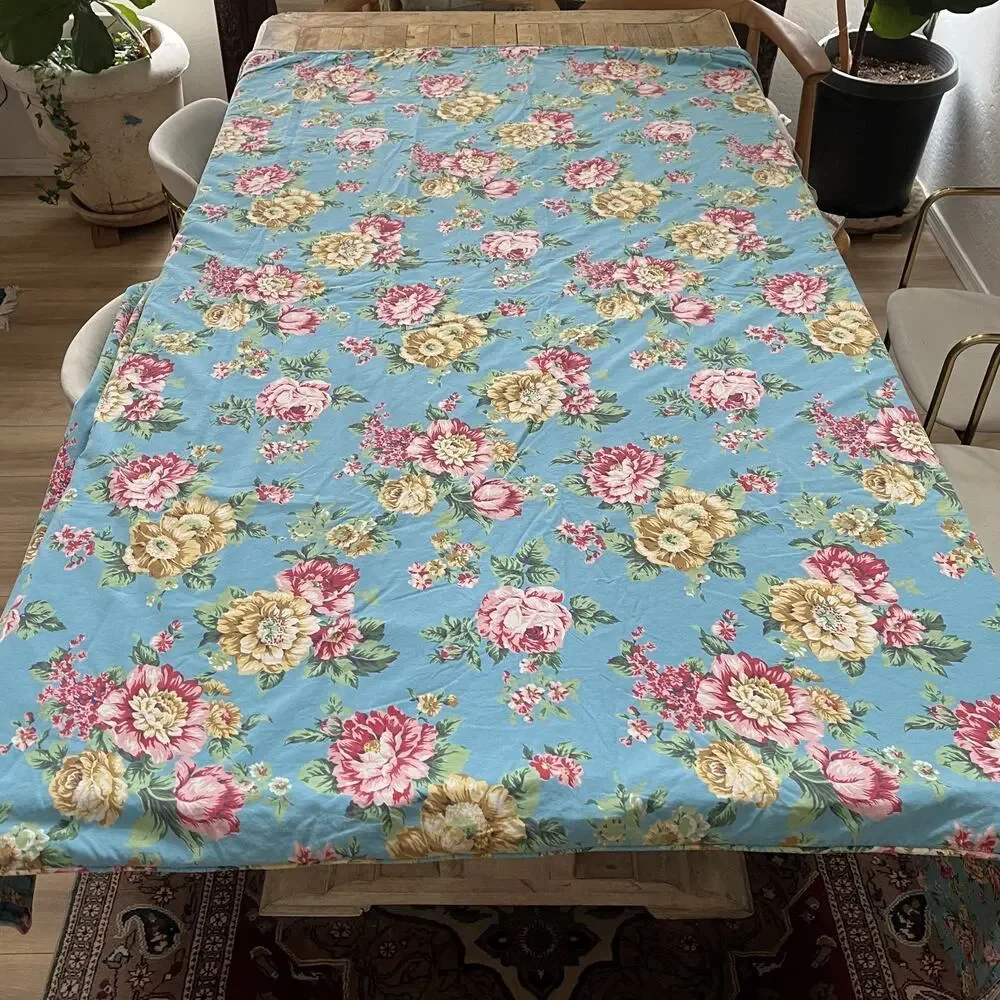 Vintage Blue Floral Duvet Cover 2 Ruffle Pillows 1 Long Pillow Cottage Core